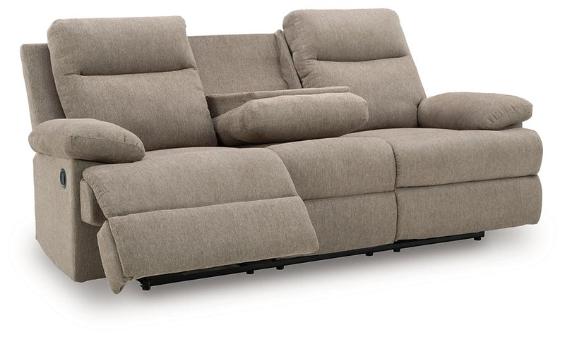 Side-Swipe Reclining Sofa with Drop Down Table - Furniture Home Store (Hanford, CA)