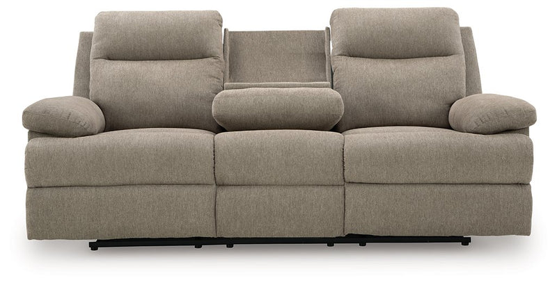 Side-Swipe Reclining Sofa with Drop Down Table - Furniture Home Store (Hanford, CA)