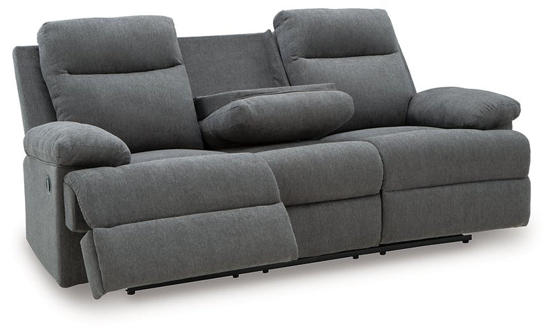 Side-Swipe Reclining Sofa with Drop Down Table - Furniture Home Store (Hanford, CA)