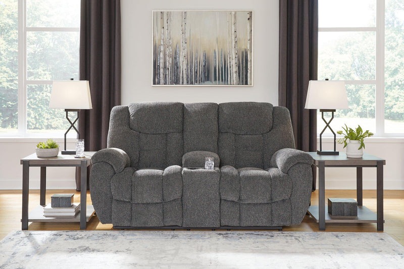 Foreside Reclining Loveseat with Console - Furniture Home Store (Hanford, CA)