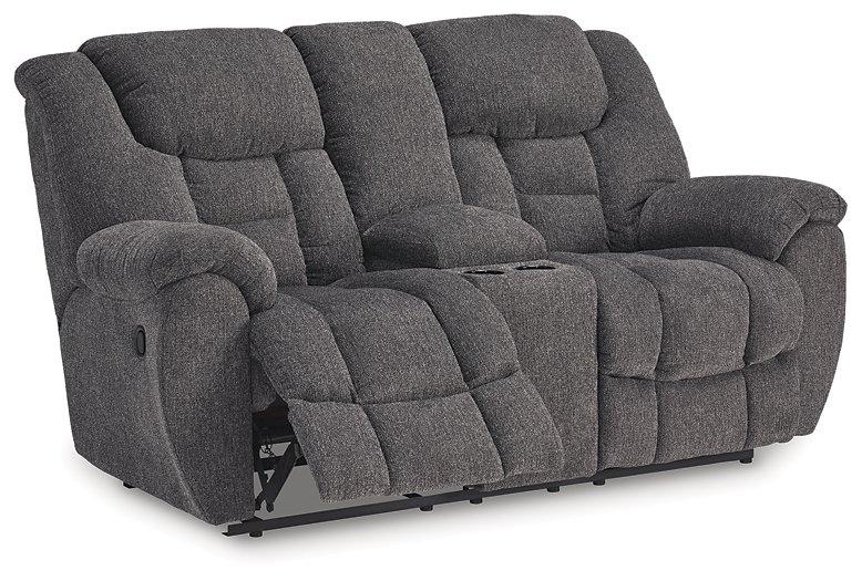 Foreside Reclining Loveseat with Console - Furniture Home Store (Hanford, CA)