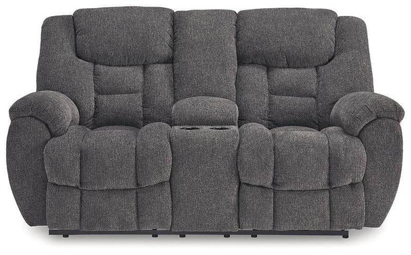 Foreside Reclining Loveseat with Console - Furniture Home Store (Hanford, CA)
