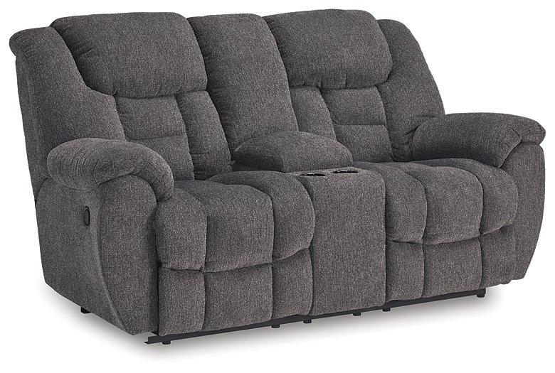 Foreside Reclining Loveseat with Console - Furniture Home Store (Hanford, CA)