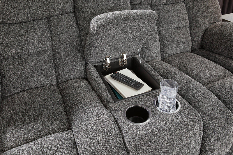 Foreside Reclining Loveseat with Console - Furniture Home Store (Hanford, CA)