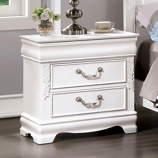 ALECIA Night Stand w/ USB, White - Furniture Home Store (Hanford, CA)
