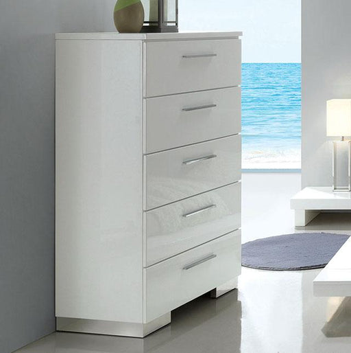 Christie Glossy White Chest - Furniture Home Store (Hanford, CA)
