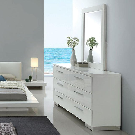 Christie Glossy White Dresser - Furniture Home Store (Hanford, CA)