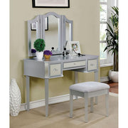 CLARISSE Silver Vanity w/ Stool - Furniture Home Store (Hanford, CA)
