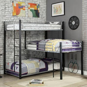 Aubrey Sand Black Twin Triple Decker Bed - Furniture Home Store (Hanford, CA)
