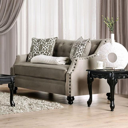Ezrin Light Brown Love Seat - Furniture Home Store (Hanford, CA)