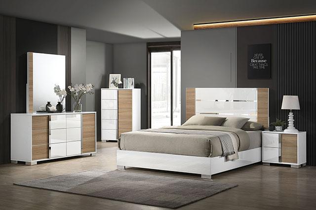 ERLANGEN Cal.King & E.King Bed, White/Natural - Furniture Home Store (Hanford, CA)