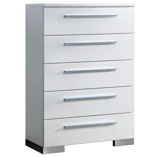 CLEMENTINE Glossy White Chest - Furniture Home Store (Hanford, CA)