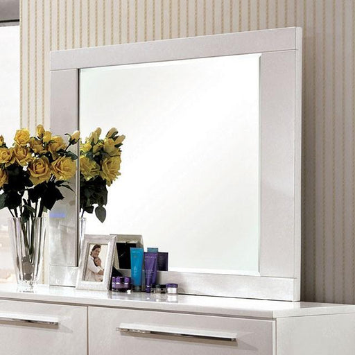 CLEMENTINE Glossy White Mirror - Furniture Home Store (Hanford, CA)