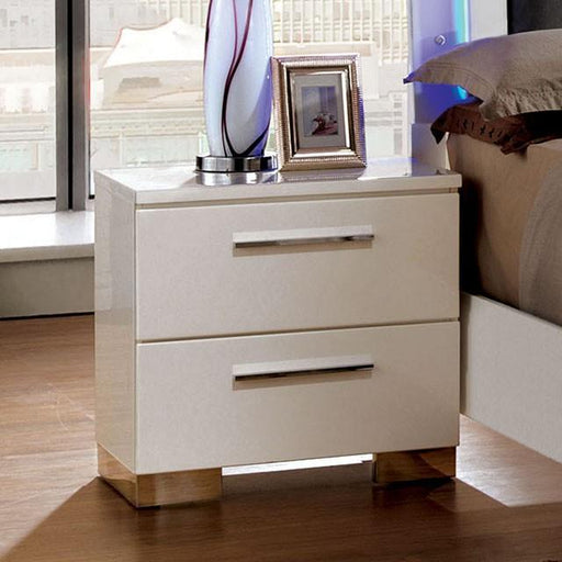 CLEMENTINE Glossy White Night Stand - Furniture Home Store (Hanford, CA)