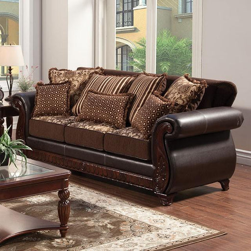 Franklin Dark Brown/Tan Sofa, Dark Brown - Furniture Home Store (Hanford, CA)
