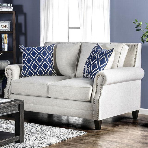 Giovanni Beige/Blue Love Seat - Furniture Home Store (Hanford, CA)