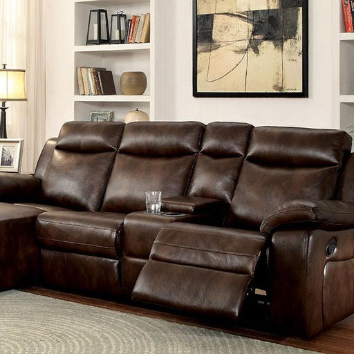 Hardy Brown Sectional w/ Console, Brown - Furniture Home Store (Hanford, CA)