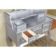 Harriet Silver Vanity w/ Stool - Furniture Home Store (Hanford, CA)