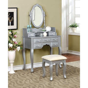 Harriet Silver Vanity w/ Stool - Furniture Home Store (Hanford, CA)