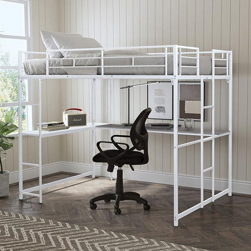 Cybill Full Loft Bed White, Silver, & Black - Furniture Home Store (Hanford, CA)