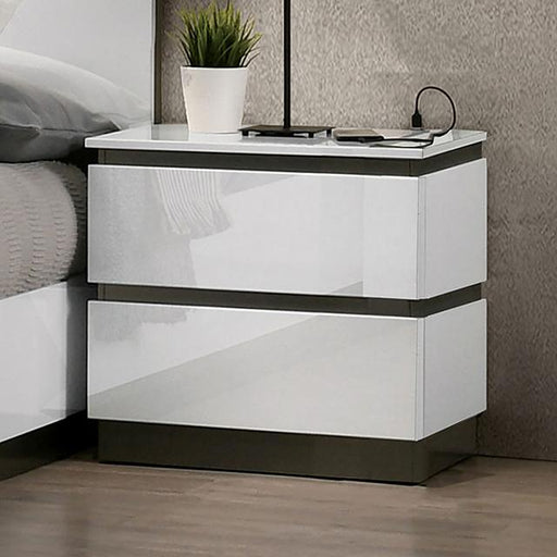 BIRSFELDEN Night Stand w/ USB, White - Furniture Home Store (Hanford, CA)