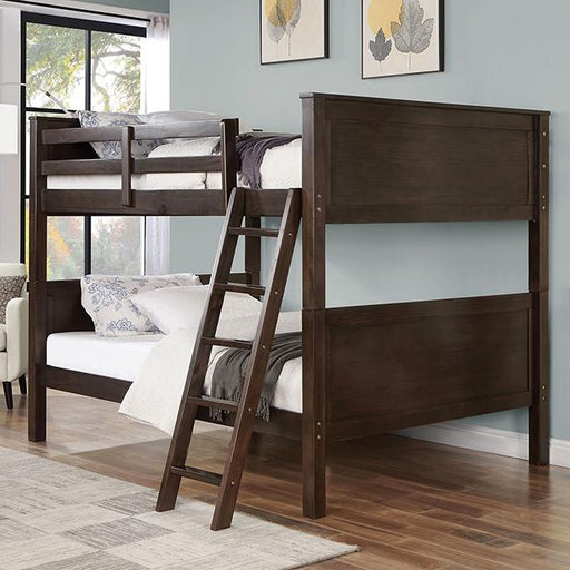 STAMOS Full/Full, Twin/Full, & Twin/twin Bunk Bed, Walnut - Furniture Home Store (Hanford, CA)
