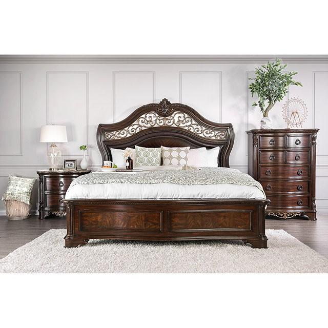 Menodora Brown Cherry Cal.King, E.King, Queen Bed - Furniture Home Store (Hanford, CA)