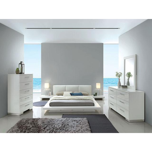 Christie Glossy White Cal.King, E,King, & Queen Bed - Furniture Home Store (Hanford, CA)