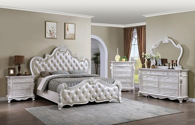 Ventresca E.King & Queen Bed White & Chrome - Furniture Home Store (Hanford, CA)