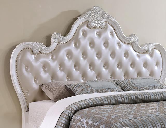 Ventresca E.King & Queen Bed White & Chrome - Furniture Home Store (Hanford, CA)