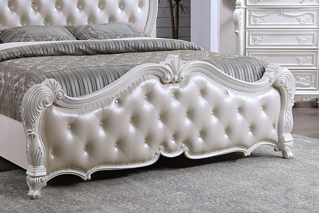 Ventresca E.King & Queen Bed White & Chrome - Furniture Home Store (Hanford, CA)