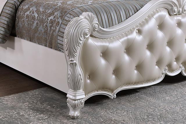 Ventresca E.King & Queen Bed White & Chrome - Furniture Home Store (Hanford, CA)