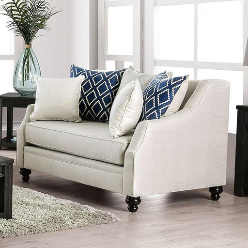 Nefyn Ivory Love Seat - Furniture Home Store (Hanford, CA)