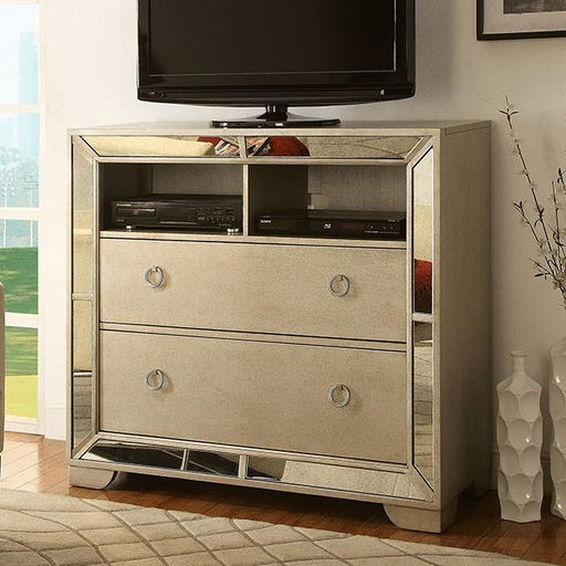 LORAINE Champagne Media Chest - Furniture Home Store (Hanford, CA)