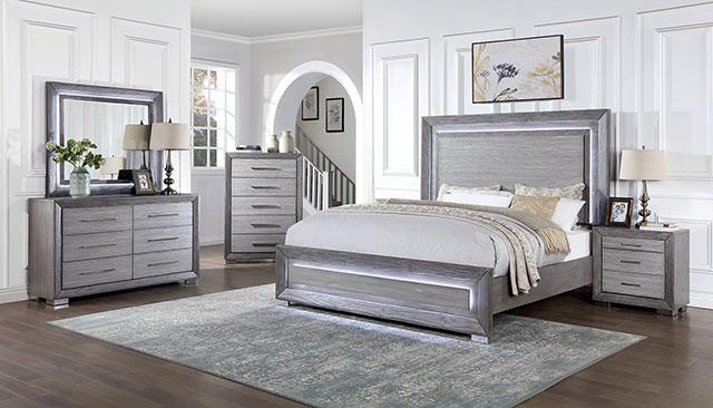 RAIDEN Cal.King, E.King, & Queen Bed, Gray - Furniture Home Store (Hanford, CA)