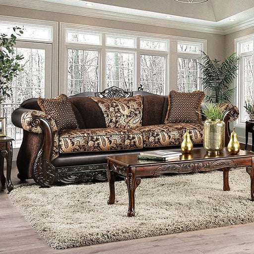 Newdale Brown/Gold Sofa - Furniture Home Store (Hanford, CA)