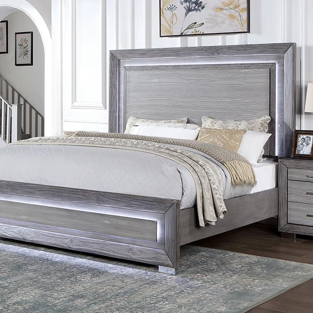 RAIDEN Cal.King, E.King, & Queen Bed, Gray - Furniture Home Store (Hanford, CA)