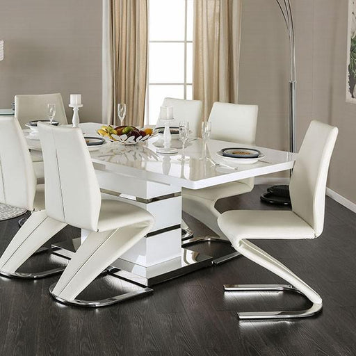 Midvale White/Chrome Dining Table - Furniture Home Store (Hanford, CA)