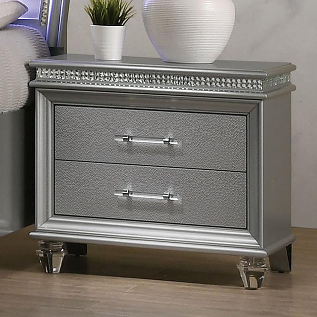 MADDIE Night Stand, Silver - Furniture Home Store (Hanford, CA)