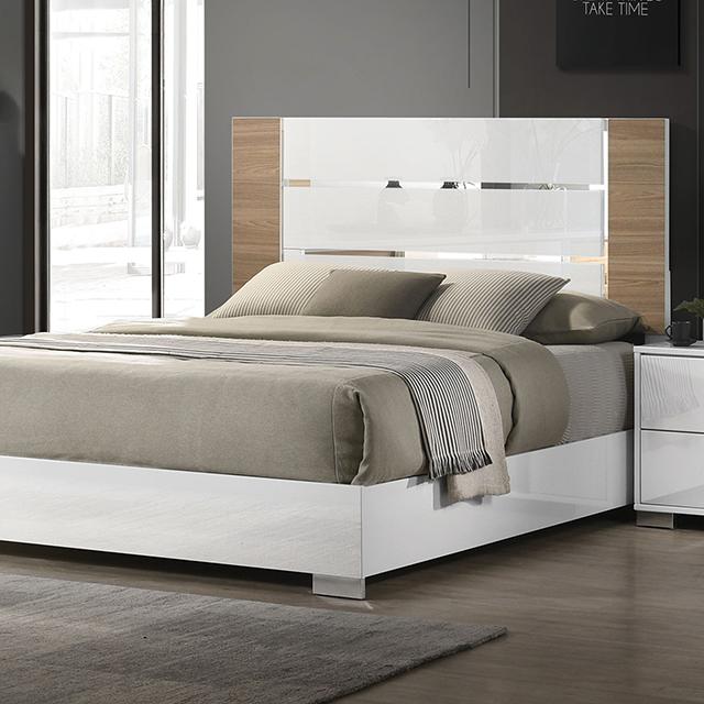 ERLANGEN Cal.King & E.King Bed, White/Natural - Furniture Home Store (Hanford, CA)