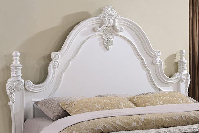 Francione E.King & Queen Bed White & Chrome - Furniture Home Store (Hanford, CA)