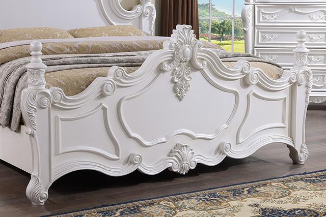 Francione E.King & Queen Bed White & Chrome - Furniture Home Store (Hanford, CA)