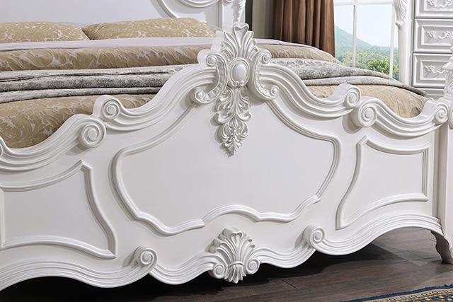 Francione E.King & Queen Bed White & Chrome - Furniture Home Store (Hanford, CA)