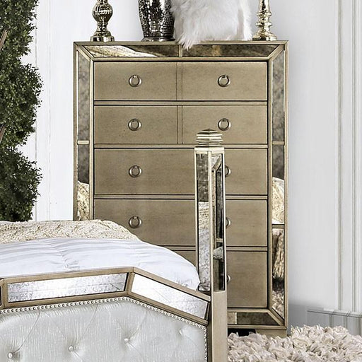 LORAINE Champagne Chest - Furniture Home Store (Hanford, CA)