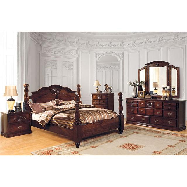 Tuscan II Glossy Dark Pine Cal.King, E.King, & Queen Bed - Furniture Home Store (Hanford, CA)