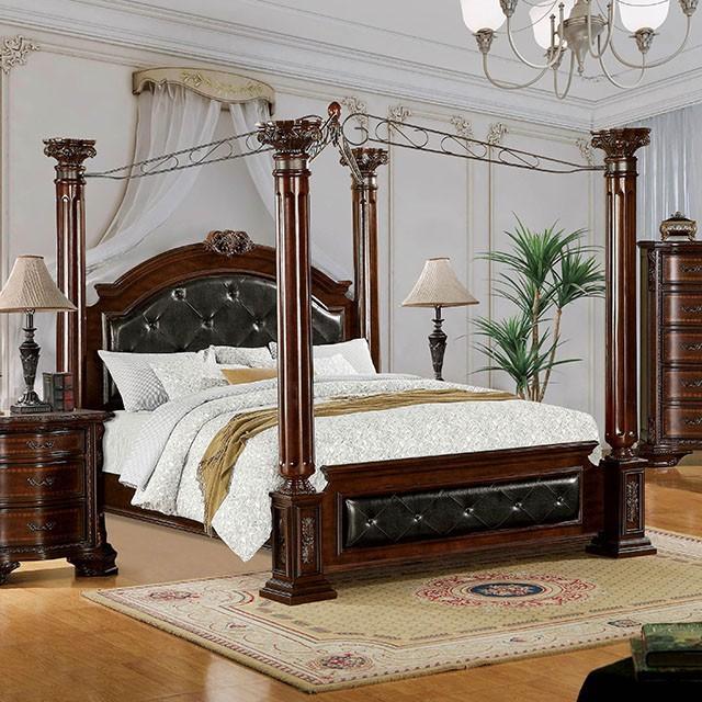 Mandalay Brown Cherry Queen Bed - Furniture Home Store (Hanford, CA)