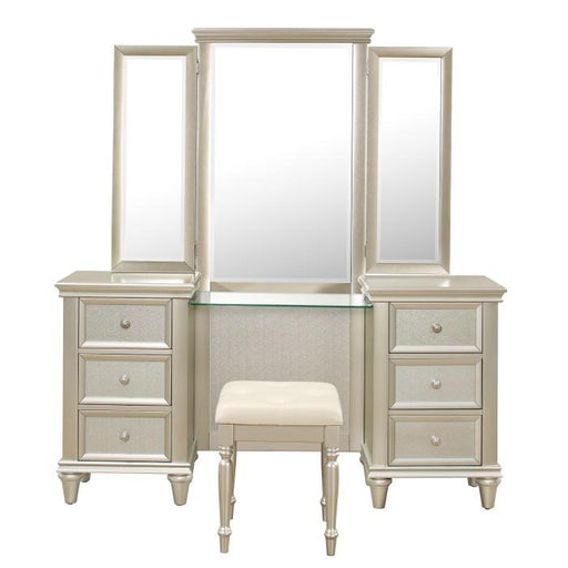 Celandine Vanity Dresser with Mirror in Silver 1928-15 - Furniture Home Store (Hanford, CA)