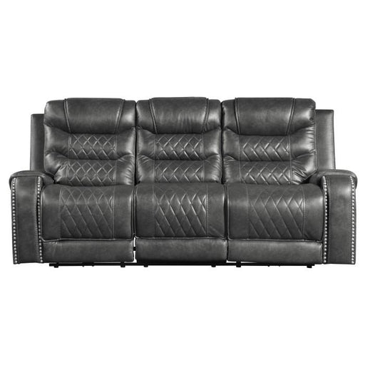 Putnam Double Reclining Sofa with Drop-Down in Gray 9405GY-3 - Furniture Home Store (Hanford, CA)