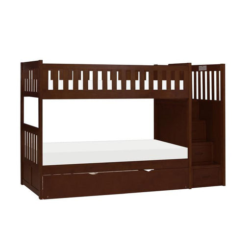 B2013SBDC-1R - (5) Twin/Twin Step Bunk Bed with Twin Trundle - Furniture Home Store (Hanford, CA)