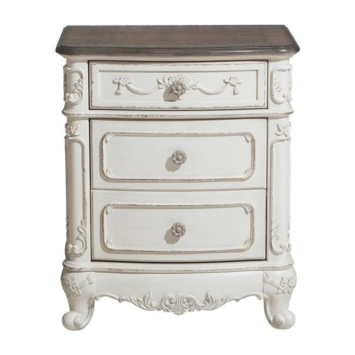 Cinderella Night Stand in Antique White with Grey Rub-Through 1386NW-4 - Furniture Home Store (Hanford, CA)